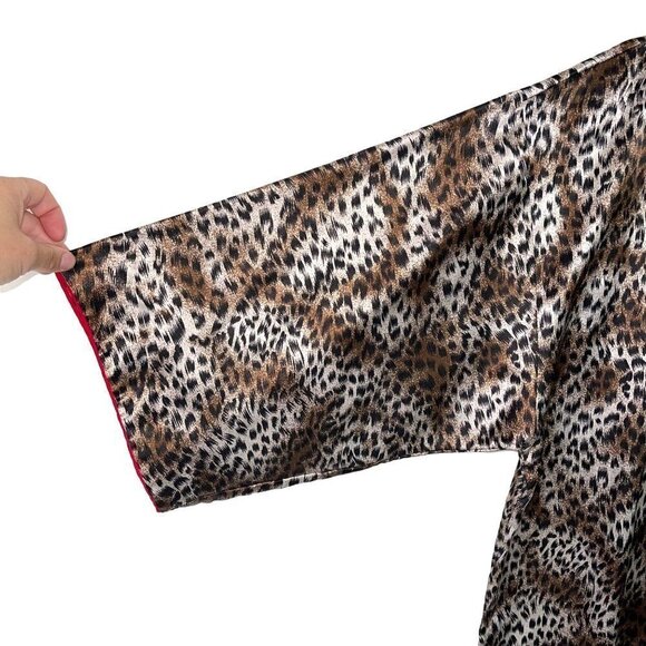 Natori Private Luxuries Kaftan Womens Size Medium Animal Print Side Slits Brown - Picture 7 of 11